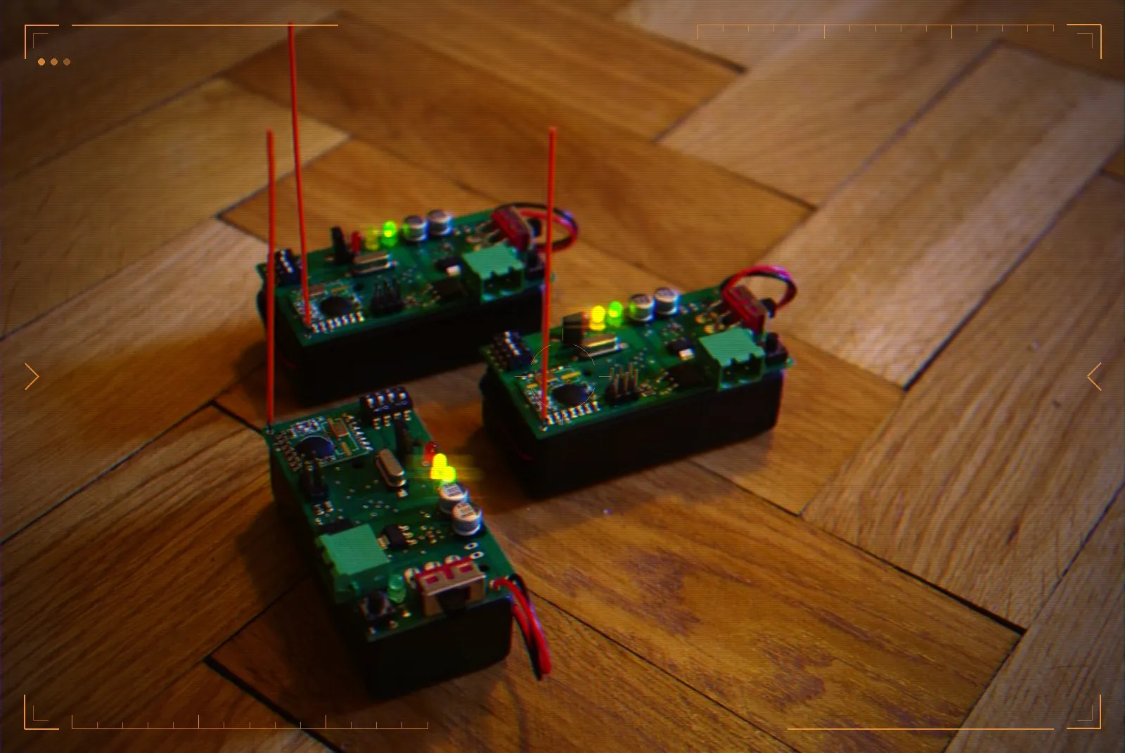 Three of the wireless units with their antennas