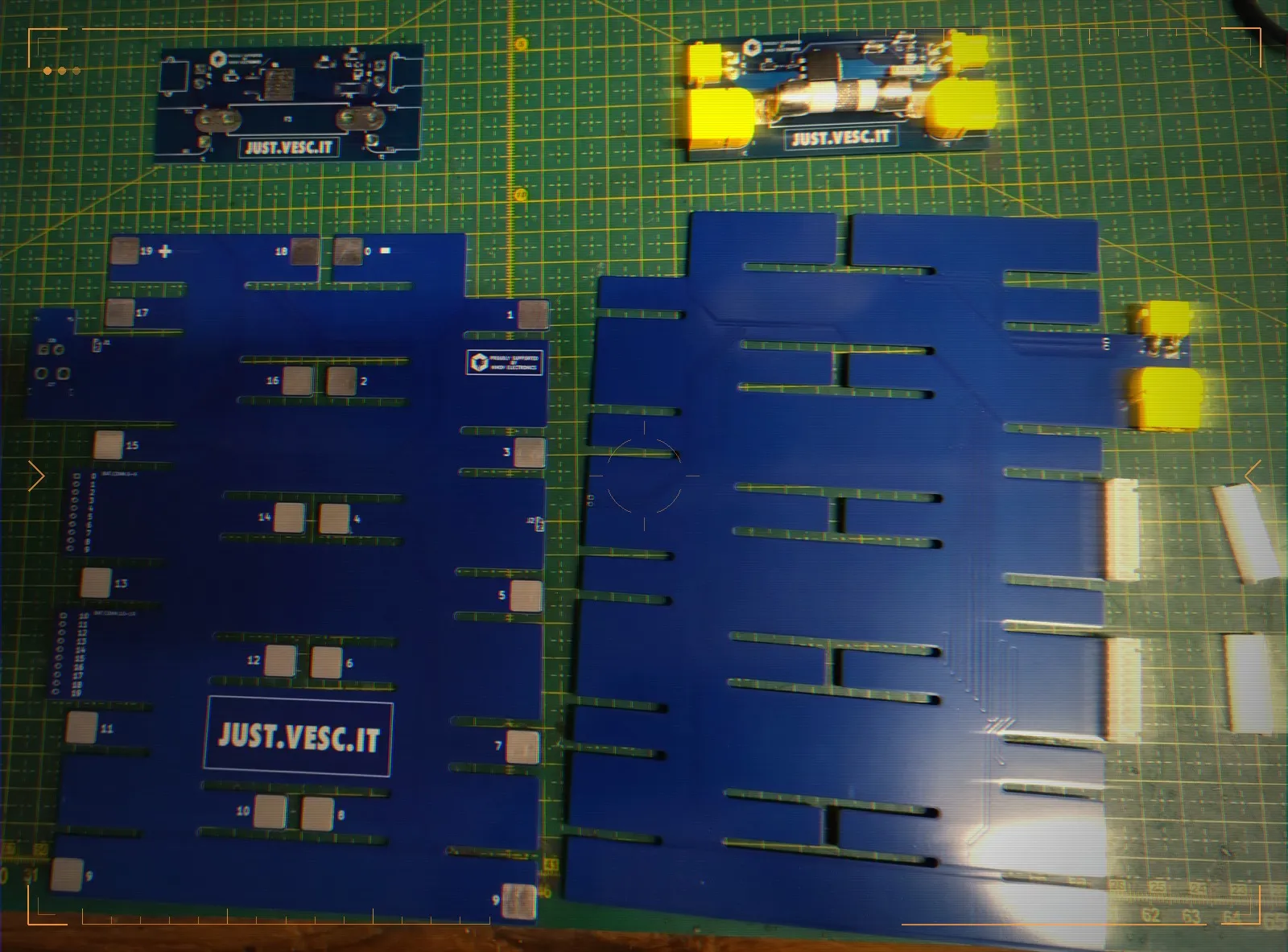 The manufactured bare boards — protection modules and pack electronics
